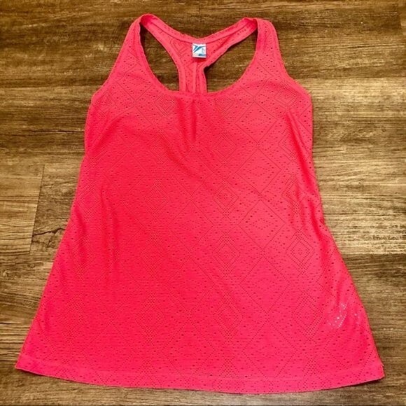 Old Navy Active Racerback Tank Top XS Extra Small Bright Coral Pink Oversized - Picture 3 of 8